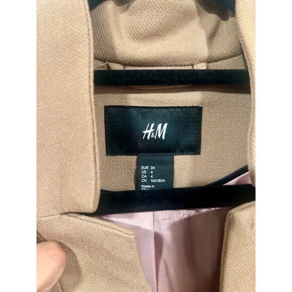 Womens Rayon Blend Long Blazer Tan 4 Business Casual Corpcore Office - Picture 5 of 8